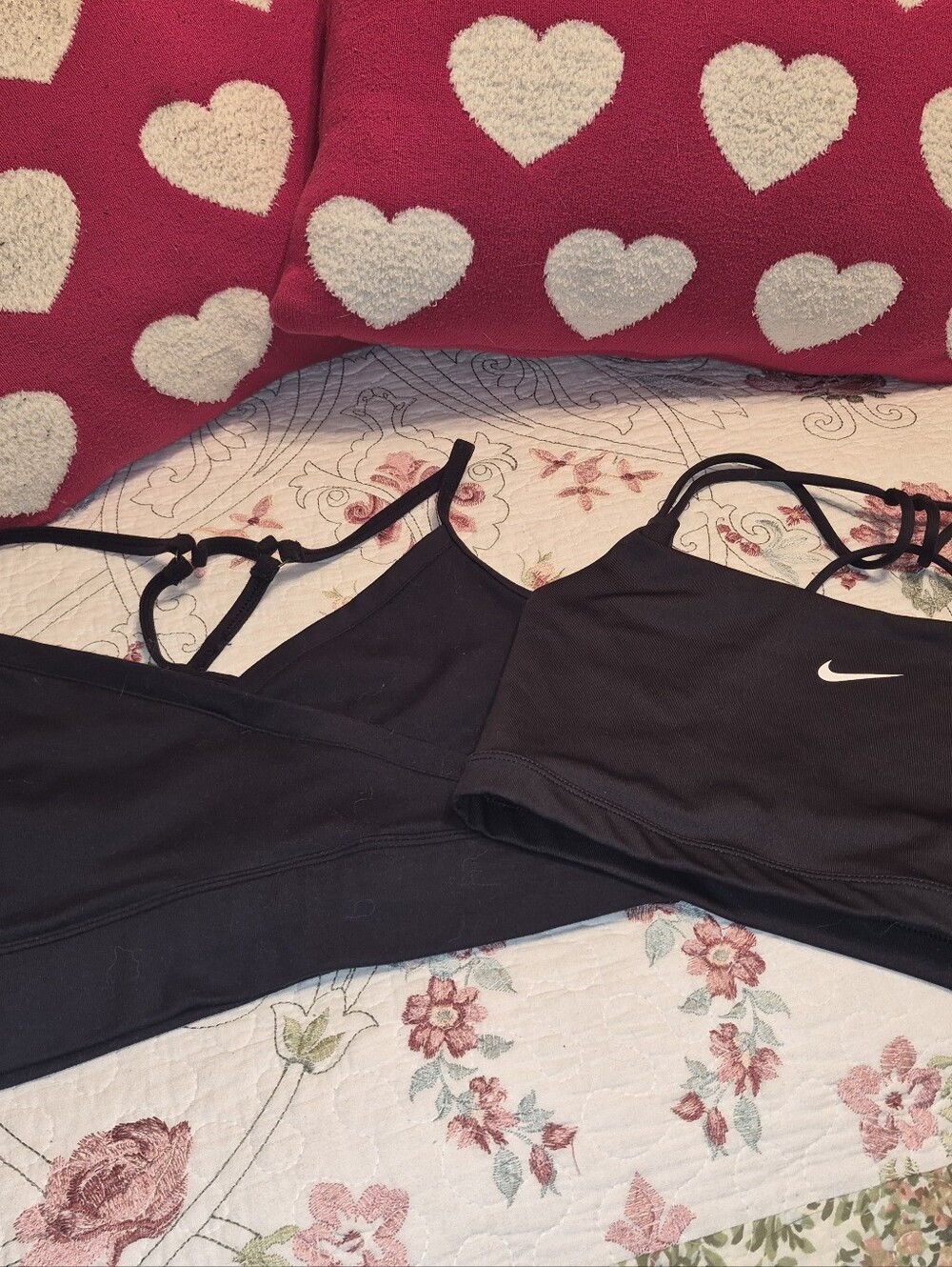 2 Black Strappy Sports Bras with White Swoosh